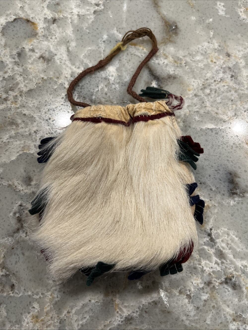Vintage‎ Swedish Handmade Reindeer Fur Pouch Folk Art Native Purse